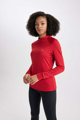 DeFactoFit Футболка с длинным рукавом и воротником стандартной посадки с принтом  фото 4