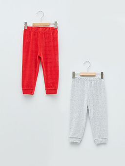 Beli Lastikli Basic Kadife K?z Bebek Pijama Alt 2li