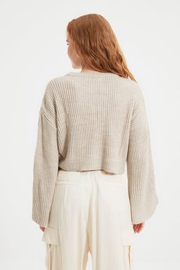 Tas Crop Genis Kal?p Ispanyol Kol Triko Kazak TWOAW20KZ0743