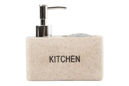 Диспенсер для моющего средства, 160 мл, органайзер, с губкой, полирезин/пластик, бежевый, Stone - Anna lafarg фото 2