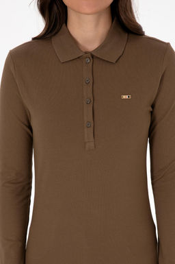 Kad_n Haki Basic Polo Yaka Sweatsh_rt