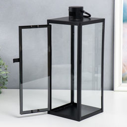 Набор подсвечников на 1 свечу «Фонарь - минимализм», 3 шт. чёрный, 18×18×50 см; 14×14×39 см; 10×10×25 см