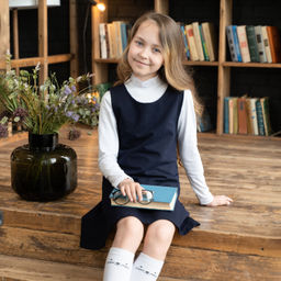 Сарафан детский школьный темно-синий 930 (146, 76)