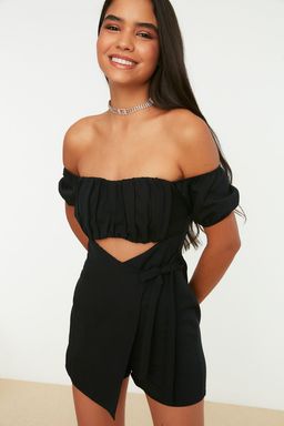 TRENDYOLMILLA Siyah Cut Out/Pencere Detayl? Dokuma K?sa Tulum TPRSS22EL1006  фото 6
