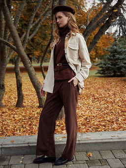 Брюки женские коричневые в клетку - Mark formelle фото 8