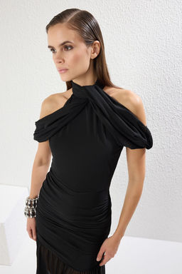 TRENDYOLMILLA Siyah Astarl? Tul Orme S?k Abiye Elbise TPRSS25AE00028  фото 2