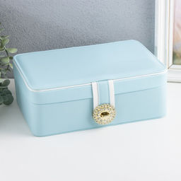 Шкатулка кожзам для украшений С пряжкой голубая 24х18,5х9 см