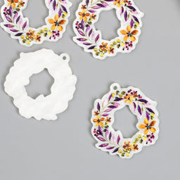 Цена за 4 шт. Декор для творчества акрил Цветочный венок, 0.2?3.8?4.3 см