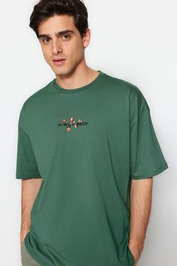 Yesil Oversize/Genis Kesim Yaz? Bask?l? T-Shirt TMNSS23TS00113 - Trendyolmilla фото 3