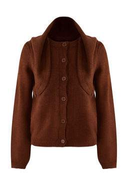 Teen Kahverengi Yumusak Dokulu Genis Kal?p Ekstra Sall? Triko H?rka TWOAW26HI00135