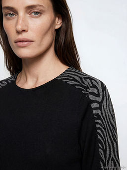 Bisiklet Yaka Desenli A Kesim Elbise