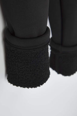 Siyah Pamuklu Kal?n/Ici Polarl? Orme K?z Cocuk Tayt TKDAW26TA00007 - Trendyolmilla фото 3