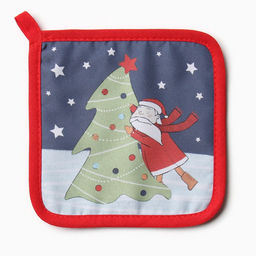Набор кух. Доляна Новогодние объятия: варежка 20х28 см, прихватка 17х17 см, 35% хл, 65% пэ  фото 4