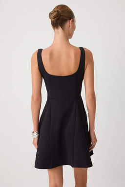 Siyah Kare Yaka A-Kesim/_an Form K_sa / Mini Dokuma Elbise TWOSS26EL01162 - Trendyolmilla фото 4