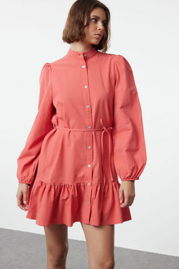 Gul Kurusu Kusakl? Duz Mini Kusakl? Uzun Kollu Mini Dokuma Elbise TWOAW24EL00795