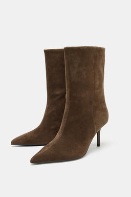 LEATHER HIGH-HEEL ANKLE BOOTS - Zara фото 11
