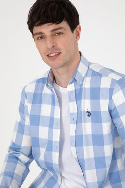 Мужская голубая рубашка с длинным рукавом Неожиданная скидка в корзине - U.s. polo assn фото 2