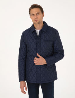 Lacivert G_mlek Yaka Mont