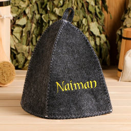 Шапка для бани с вышивкой Naiman серая