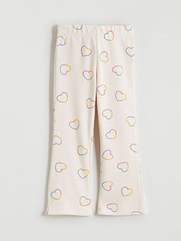 Beli Lastikli Bask?l? K?z ?ocuk Tayt Pantolon