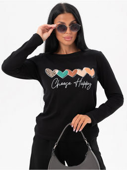 Лонгслив Счастье женский черный - София фото 4