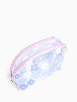 Набор простых косметичек на молниях 2 в 1, с принтами, сиреневый