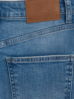 CONTE CON-633 Джинсовая юбка-midi с разрезом и необработанным краем blue