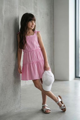 Pembe K?z Cocuk %100 Pamuk Basic F?rf?rl? Ask?l? Mini Bayraml?k Dokuma Elbise TKDSS25EL00058 - Trendyolmilla фото 5