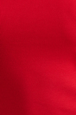 K?rm?z? Fitted/Vucuda Oturan Fitilli Pamuk Esnek Orme Bluz TWOSS21BZ0579