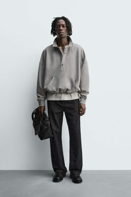 BOXY FIT POLO SWEATSHIRT