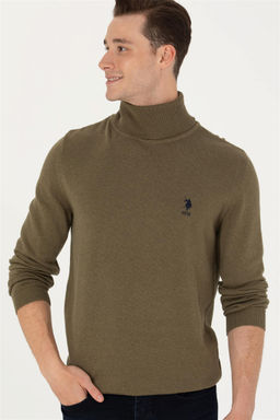 U. S. Polo Assn Мужской базовый свитер хаки меланжевого цвета - U.s. polo assn фото 4