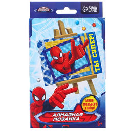 Алмазная мозаика с частичным заполнением для детей «Человек-паук», 16 х 10,5 см