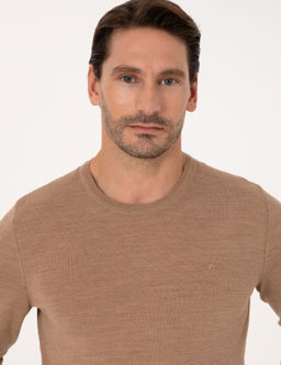 Camel Slim Fit Y_n Kar___ml_ Bisiklet Yaka Basic Triko Kazak - Cacharel фото 2