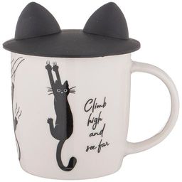 КРУЖКА С СИЛИКОНОВОЙ КРЫШКОЙ КОТОМАНИЯ 380МЛ