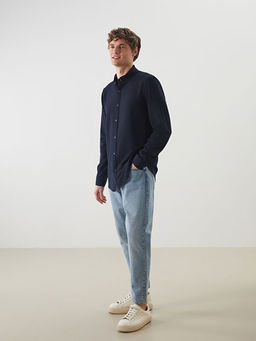 Slim Fit Uzun Kollu Erkek Dokulu G?mlek