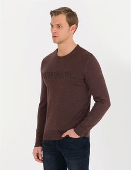 A__k Kahverengi Slim Fit Bisiklet Yaka Triko Kazak - Pierre cardin фото 2