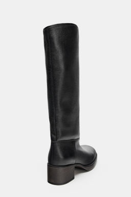 LEATHER HEEL BOOTS - Zara фото 7
