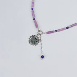 Колье из Лепидолита и Аметиста 39 см +