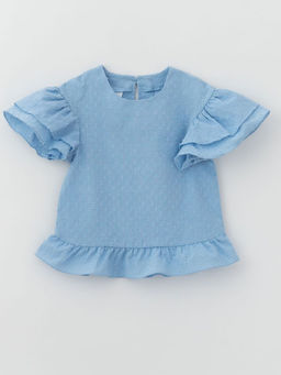 Блуза для девочки с коротким рукавом, голубой