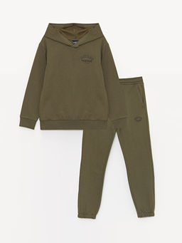 Bask?l? Uzun Kollu Erkek ?ocuk Hoodie ve E?ofman Alt?