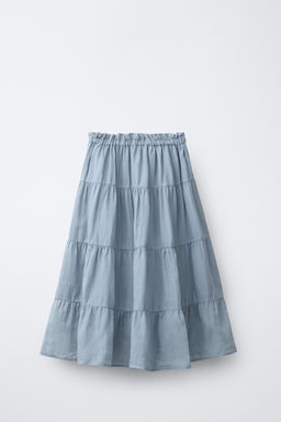 FALDA MIDI PANELES 100% RAMIO / Azul / Gris - Zara фото 4