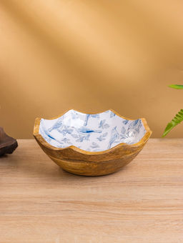 Салатник «Синие птицы», 20×20×8 см, дерево манго