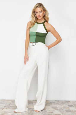 Trendyolmilla Haki Crop Renk Bloklu Bluz TWOSS22BZ0402  фото 2
