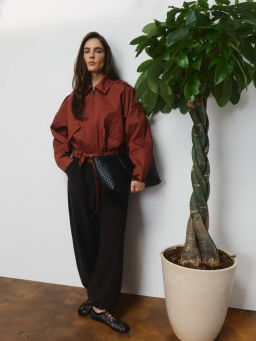 Хлопковая укороченная куртка с ремнем ZR2604102204-21 / Zarina  фото 2