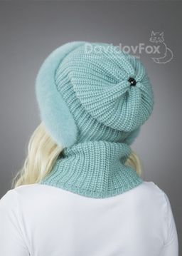 Шапка Ника норка трикотаж мята