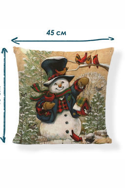 Наволочка декоративная рогожка Снеговик 1 шт