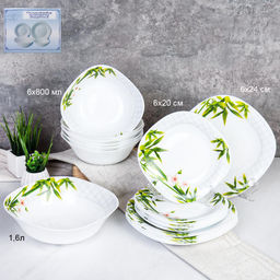 Столовый набор 19 предметов квадратный / SQ19/8957595-L (6773) /уп 2/ Бамбук с орхидеей