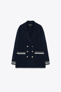 DOUBLE-BREASTED KNIT BLAZER - Zara фото 4