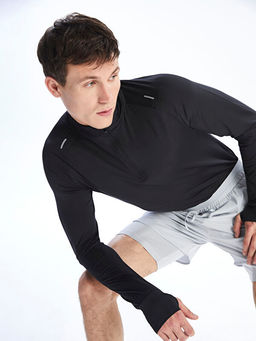 Dik Yaka Uzun Kollu Erkek Spor Ti??rt