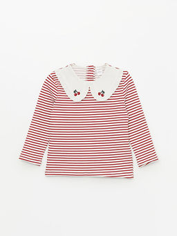 Bebe Yaka Uzun Kollu ?izgilii K?z Bebek Ti??rt